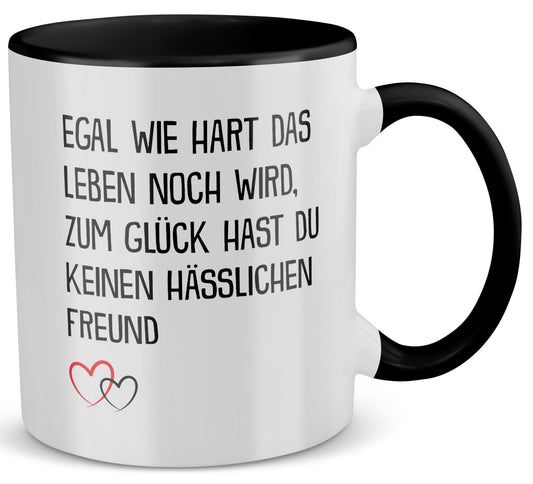22Feels® Freundin Geschenk zum Jahrestag, Valentinstag etc. - Tasse mit Spruch (Weiss-Schwarz, 320ml)-TwoTone Tasse Weiss-Schwarz 320ml-22Feels