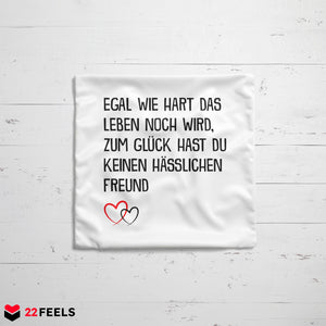 22Feels® Freundin Geschenk zum Jahrestag, Valentinstag etc. - Kissen mit Spruch (Weiss 40x40cm)-Kissen Weiss 40x40-22Feels