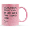 22Feels® Freundin Geschenk zum Jahrestag, Valentinstag etc. - Glitzertasse mit Spruch (Pink, 320ml)-Glitzertasse Pink 320ml-22Feels