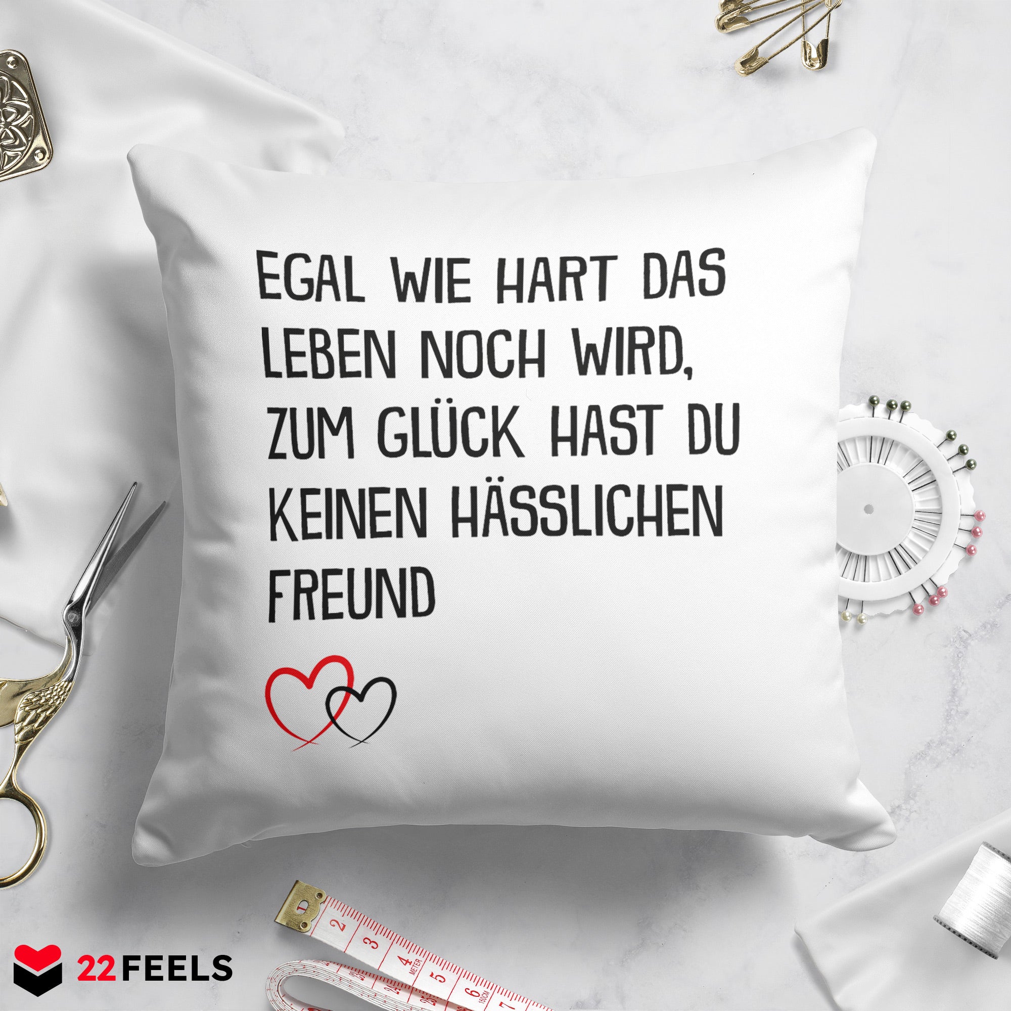 22Feels® Freundin Geschenk zum Jahrestag, Valentinstag etc. - Kissen mit Spruch (Weiss 40x40cm)-Kissen Weiss 40x40-22Feels