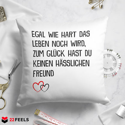 22Feels® Freundin Geschenk zum Jahrestag, Valentinstag etc. - Kissen mit Spruch (Weiss 40x40cm)-Kissen Weiss 40x40-22Feels