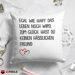 22Feels® Freundin Geschenk zum Jahrestag, Valentinstag etc. - Kissen mit Spruch (Weiss 40x40cm)-Kissen Weiss 40x40-22Feels