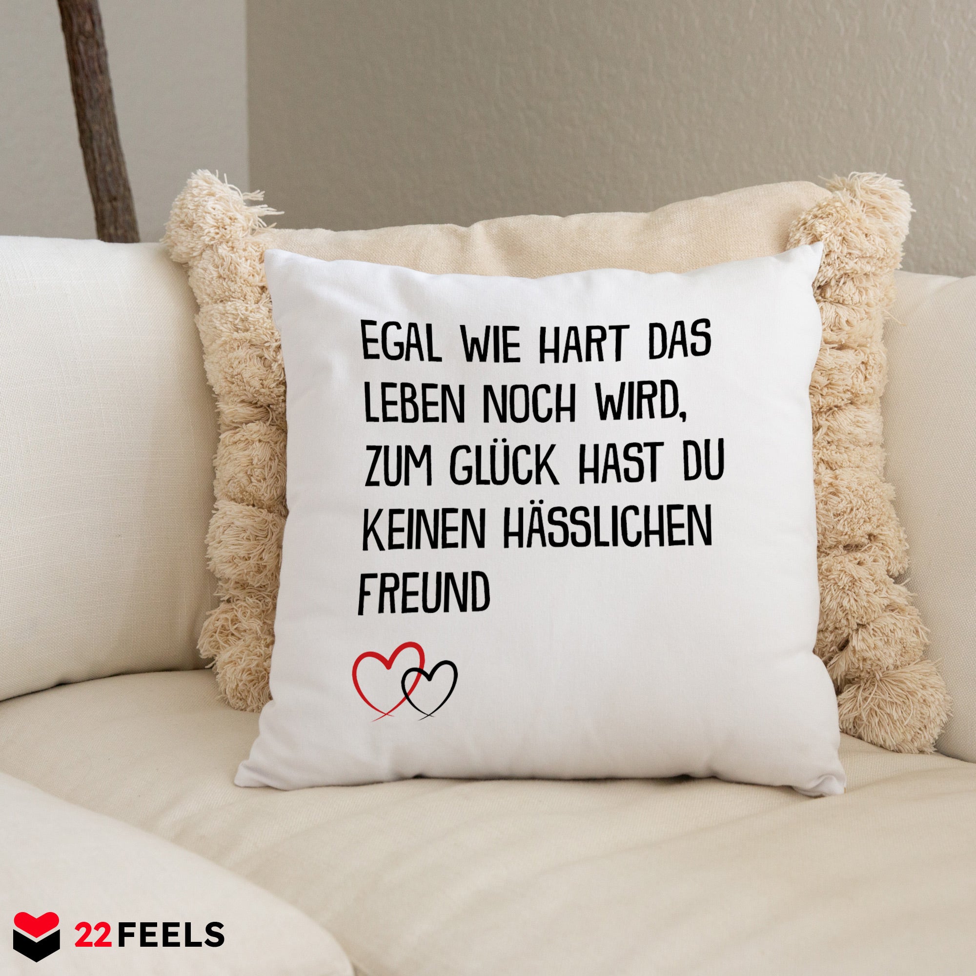 22Feels® Freundin Geschenk zum Jahrestag, Valentinstag etc. - Kissen mit Spruch (Weiss 40x40cm)-Kissen Weiss 40x40-22Feels