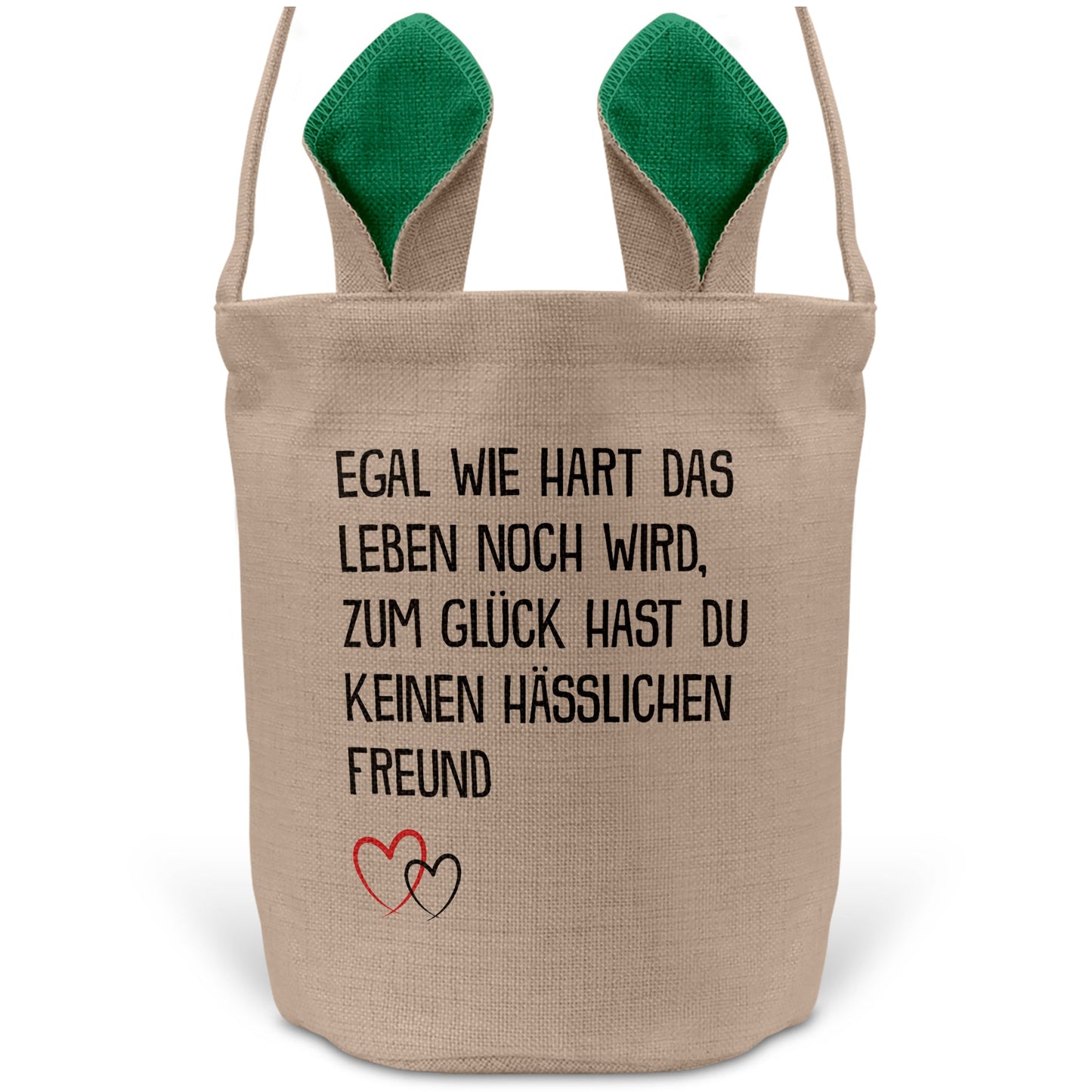 22Feels® Freundin Paar Osterkorb mit Henkel Ostergeschenk Tragetasche Ostern Deko Osternest Körbchen Hasenohren (Beige/Grün)-Ostern Tragetasche-22Feels