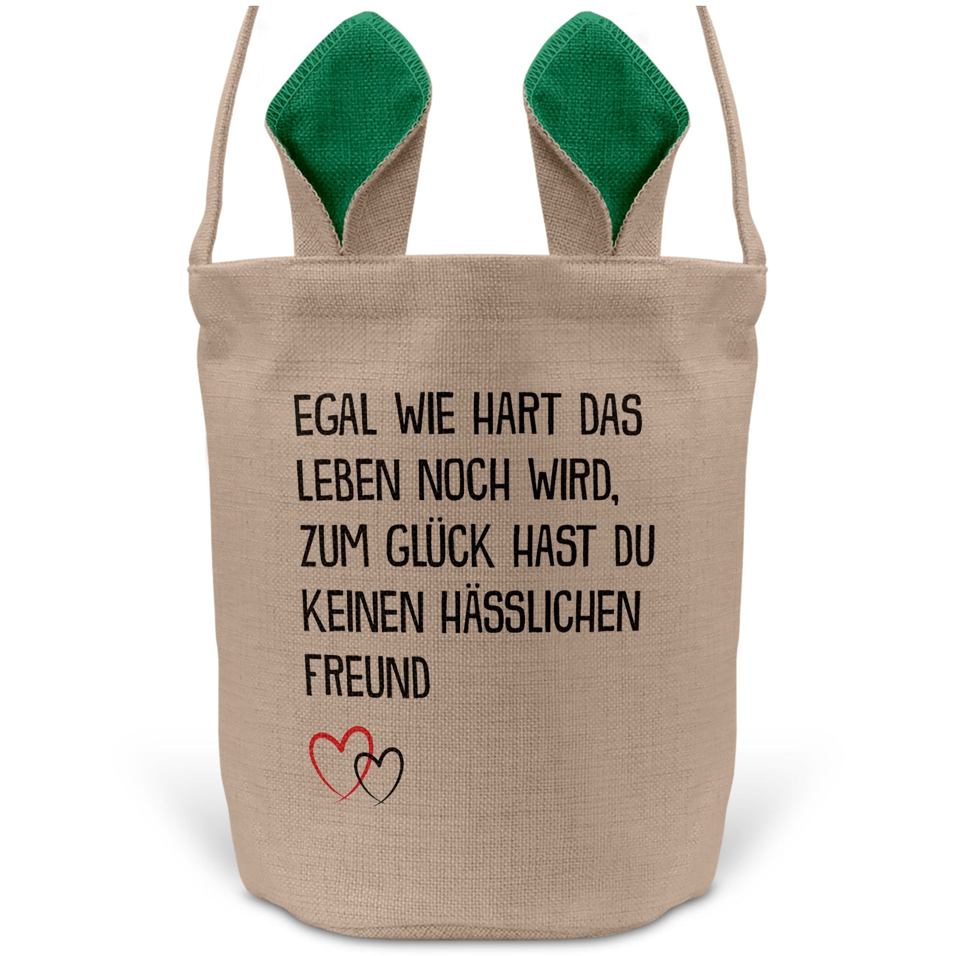 22Feels® Freundin Paar Osterkorb mit Henkel Ostergeschenk Tragetasche Ostern Deko Osternest Körbchen Hasenohren (Beige/Grün)-Ostern Tragetasche-22Feels