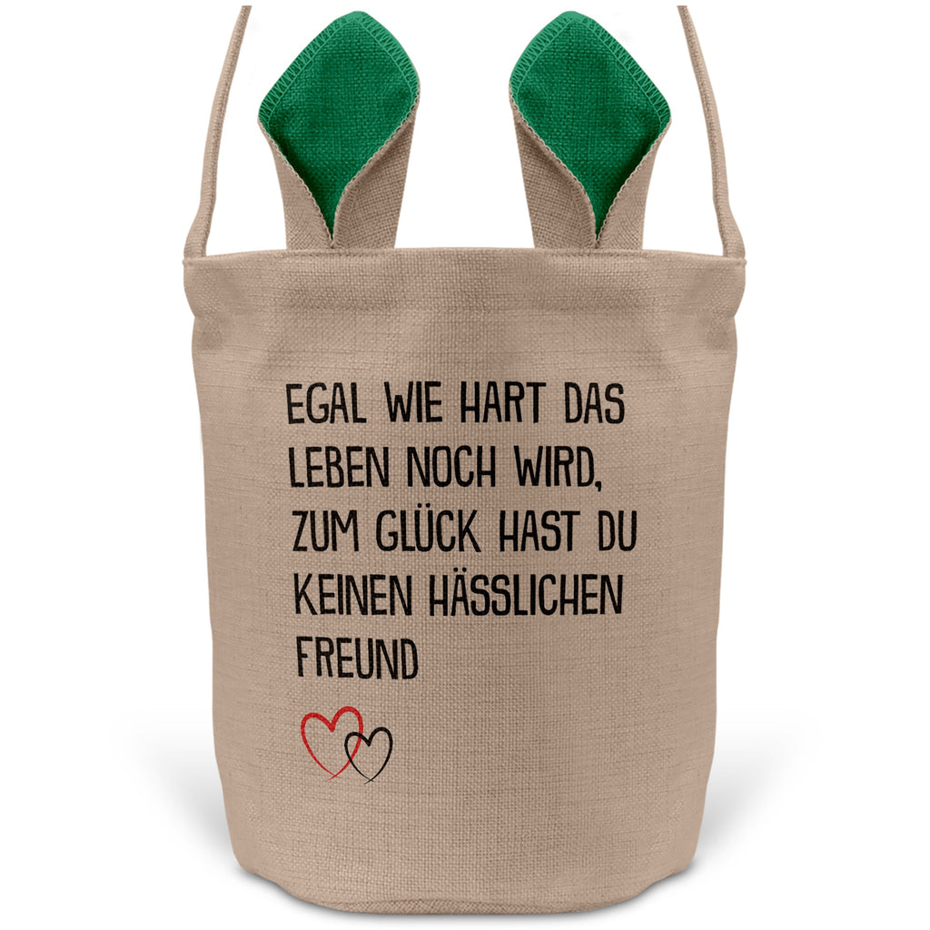 22Feels® Freundin Paar Osterkorb mit Henkel Ostergeschenk Tragetasche Ostern Deko Osternest Körbchen Hasenohren (Beige/Grün)-Ostern Tragetasche-22Feels
