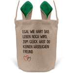 22Feels® Freundin Paar Osterkorb mit Henkel Ostergeschenk Tragetasche Ostern Deko Osternest Körbchen Hasenohren (Beige/Grün)-Ostern Tragetasche-22Feels