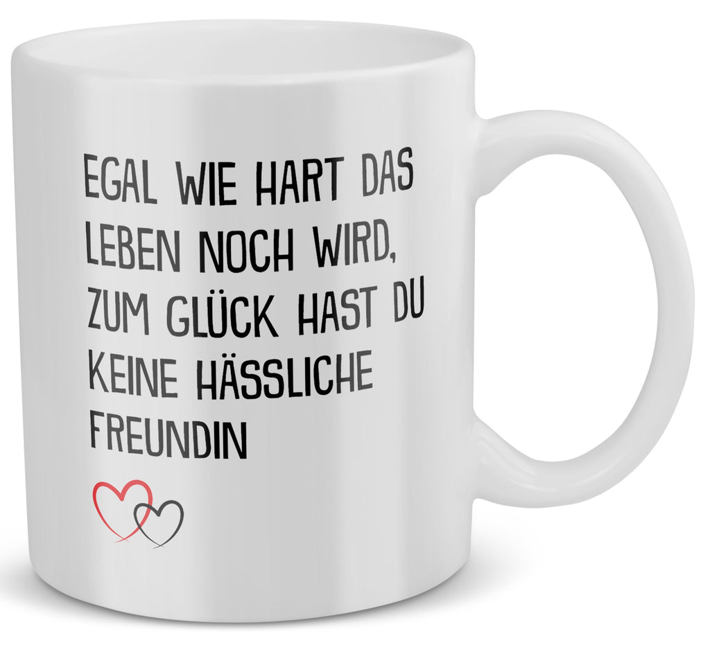 22Feels® Freund Geschenk zum Jahrestag, Valentinstag etc. - Tasse mit Spruch: Egal Wie Hart (Weiss, 320ml)-Weisse Tasse 320ml-22Feels