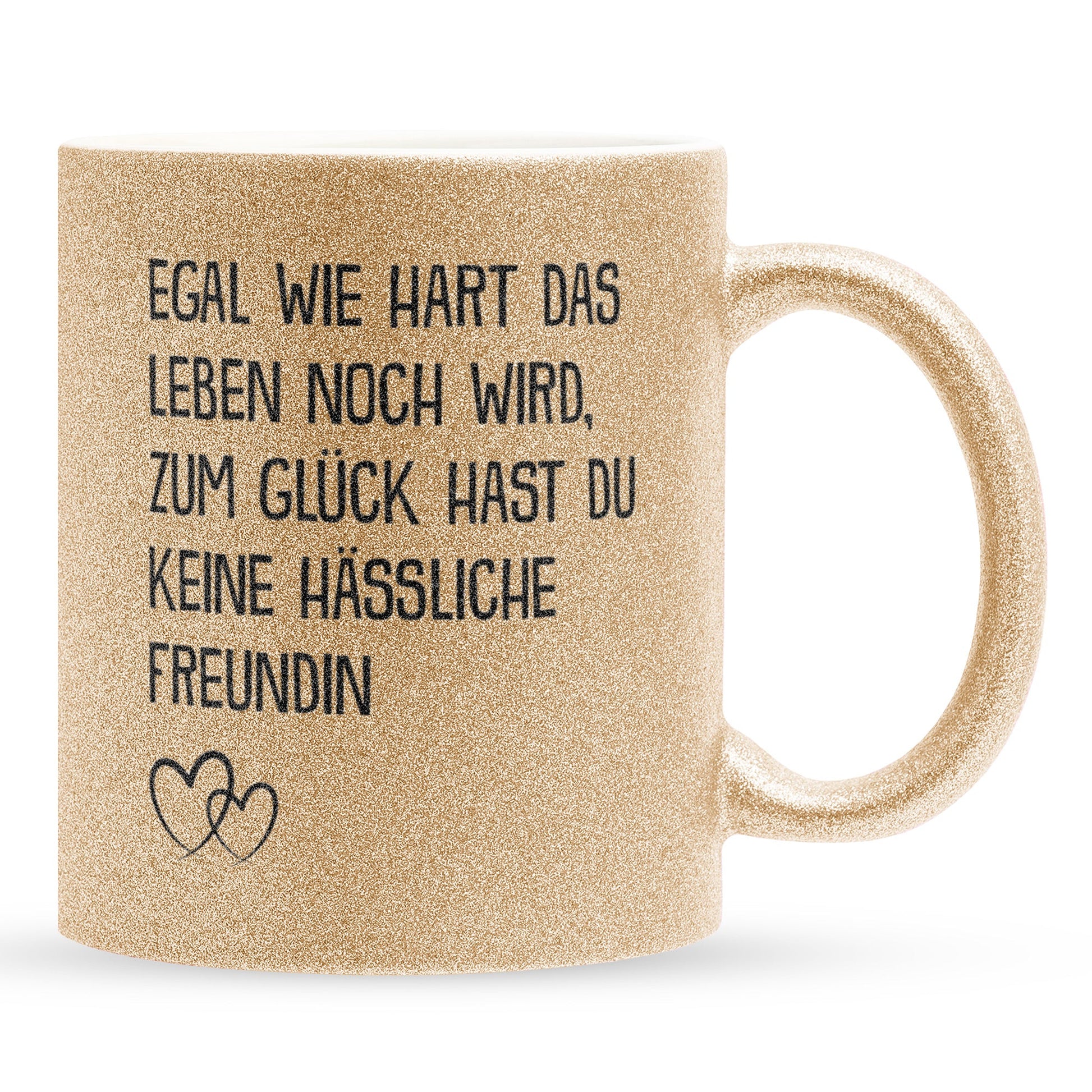22Feels® Freund Geschenk zum Jahrestag, Valentinstag etc. - Glitzertasse mit Spruch (Gold, 320ml)-Glitzertasse Gold 320ml-22Feels