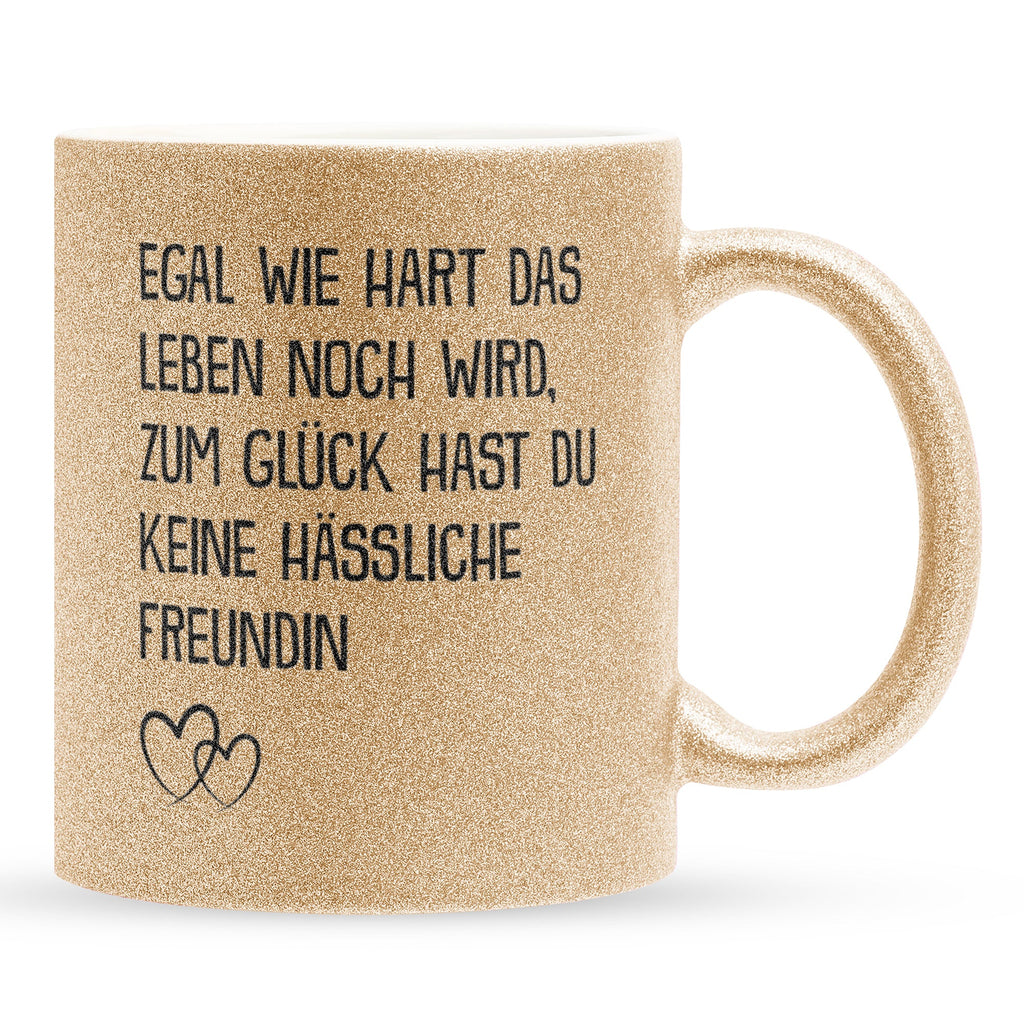 22Feels® Freund Geschenk zum Jahrestag, Valentinstag etc. - Glitzertasse mit Spruch (Gold, 320ml)-Glitzertasse Gold 320ml-22Feels