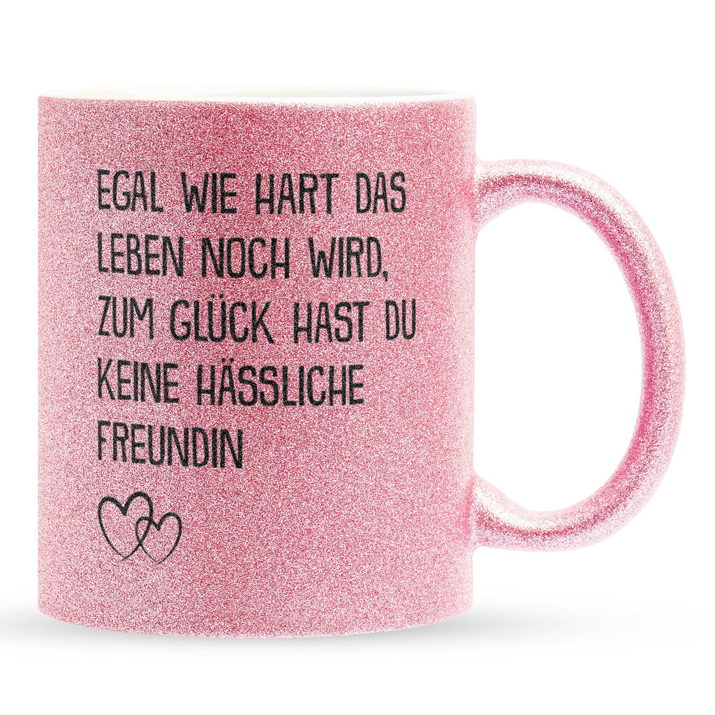 22Feels® Freund Geschenk zum Jahrestag, Valentinstag etc. - Glitzertasse mit Spruch (Pink, 320ml)-Glitzertasse Pink 320ml-22Feels