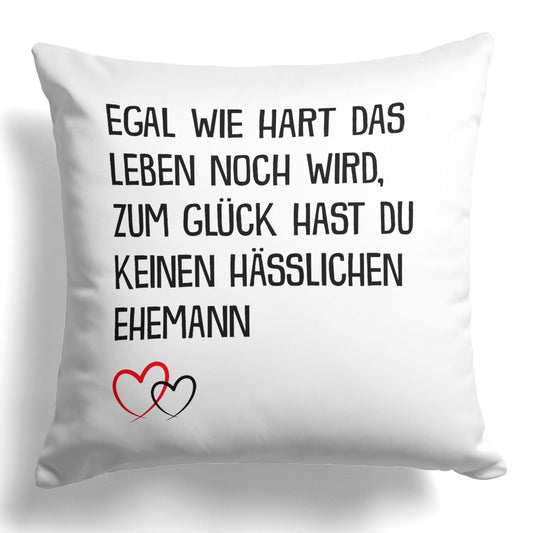 22Feels® Ehefrau Geschenk zum Hochzeitstag, Valentinstag etc. - Kissen mit Spruch (Weiss 40x40cm)-Kissen Weiss 40x40-22Feels