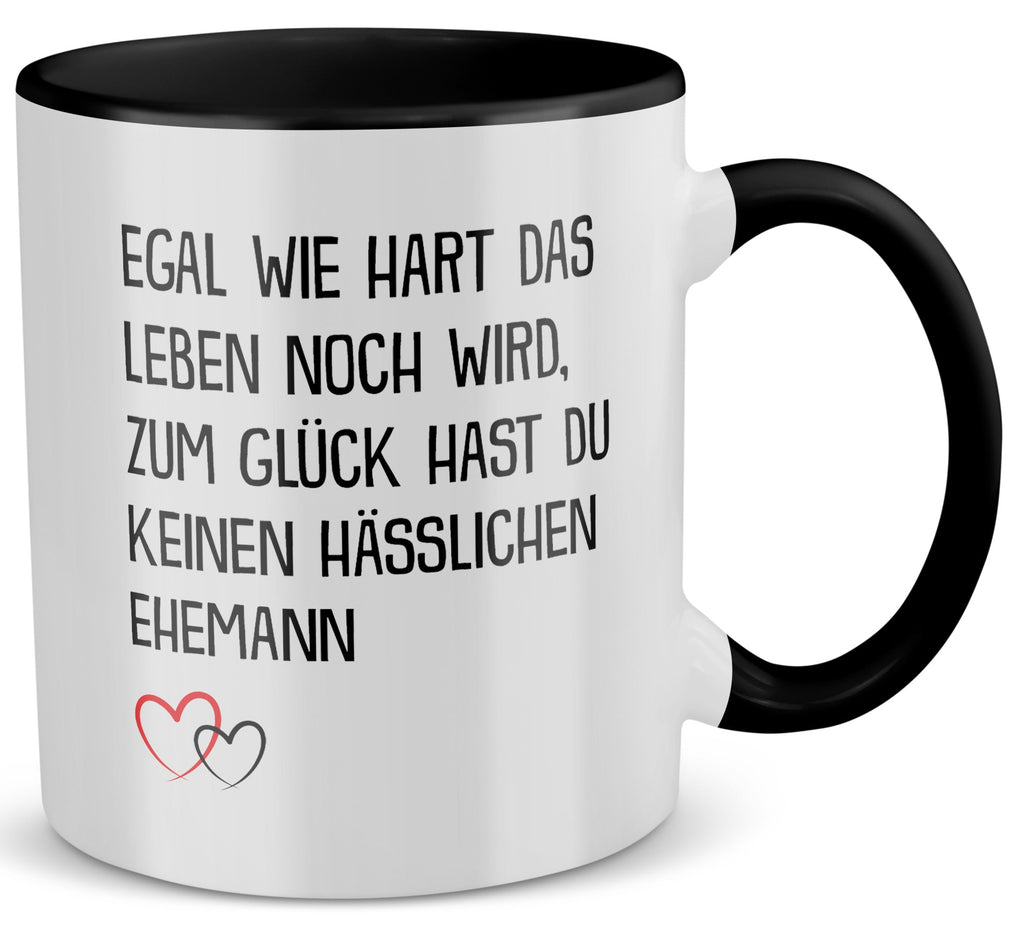 22Feels® Ehefrau Geschenk zum Hochzeitstag, Valentinstag etc. - Tasse mit Spruch (Weiss-Schwarz, 320ml)-TwoTone Tasse Weiss-Schwarz 320ml-22Feels