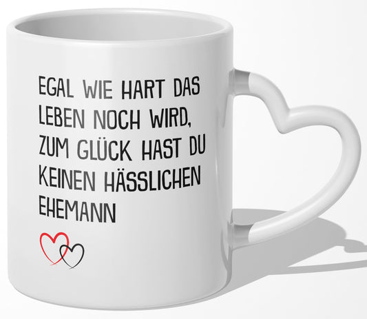 22Feels® Ehefrau Geschenk zum Hochzeitstag, Valentinstag etc. - Tasse mit Spruch (Herzhenkel, Weiss, 320ml)-Tasse Weiss Herzhenkel 320ml-22Feels