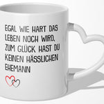 22Feels® Ehefrau Geschenk zum Hochzeitstag, Valentinstag etc. - Tasse mit Spruch (Herzhenkel, Weiss, 320ml)-Tasse Weiss Herzhenkel 320ml-22Feels