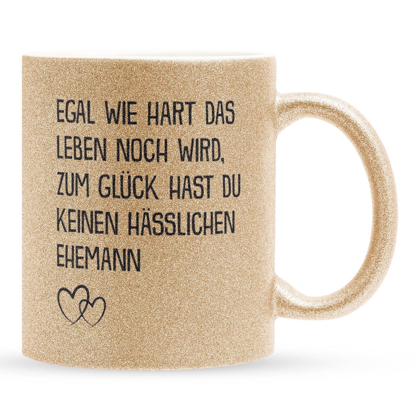 22Feels® Ehefrau Geschenk zum Hochzeitstag, Valentinstag etc. - Glitzertasse mit Spruch (Gold, 320ml)-Glitzertasse Gold 320ml-22Feels
