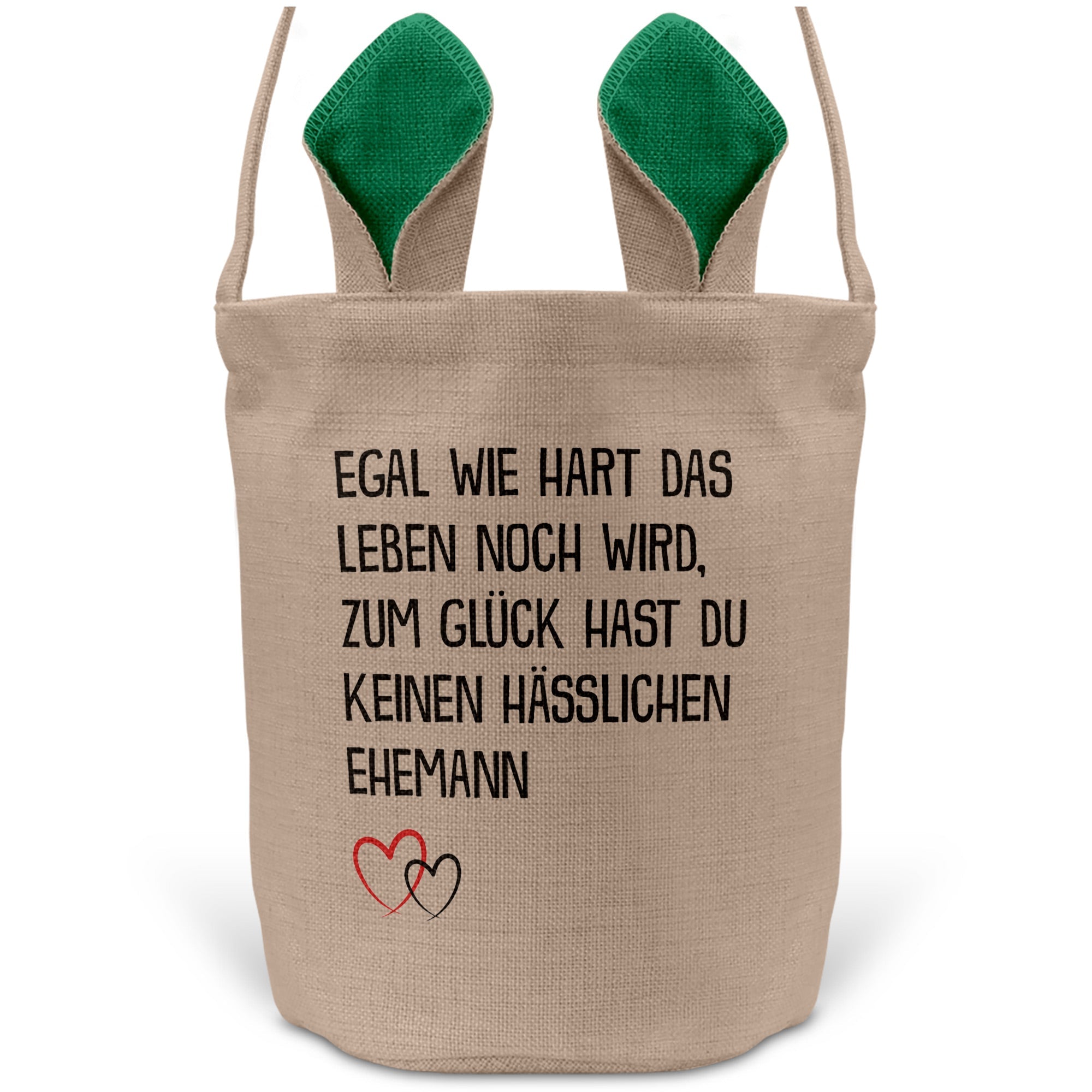 22Feels® Ehefrau Osterkorb mit Henkel Ostergeschenk Tragetasche Ostern Deko Osternest Körbchen Hasenohren (Beige/Grün)-Ostern Tragetasche-22Feels