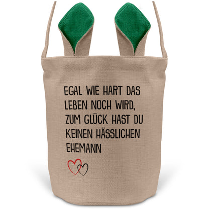 22Feels® Ehefrau Osterkorb mit Henkel Ostergeschenk Tragetasche Ostern Deko Osternest Körbchen Hasenohren (Beige/Grün)-Ostern Tragetasche-22Feels