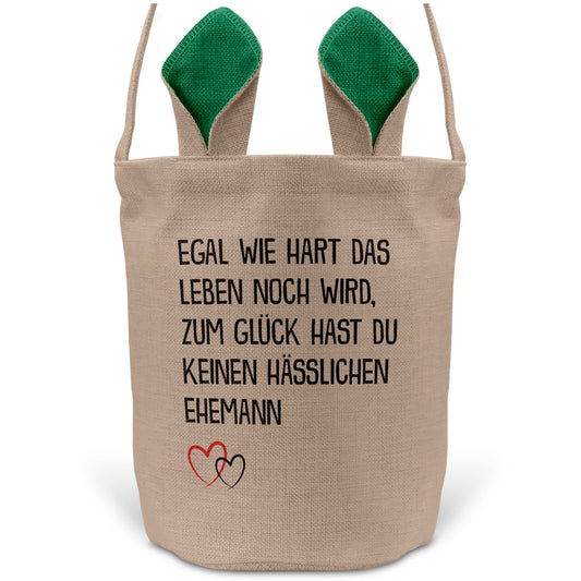 22Feels® Ehefrau Osterkorb mit Henkel Ostergeschenk Tragetasche Ostern Deko Osternest Körbchen Hasenohren (Beige/Grün)-Ostern Tragetasche-22Feels