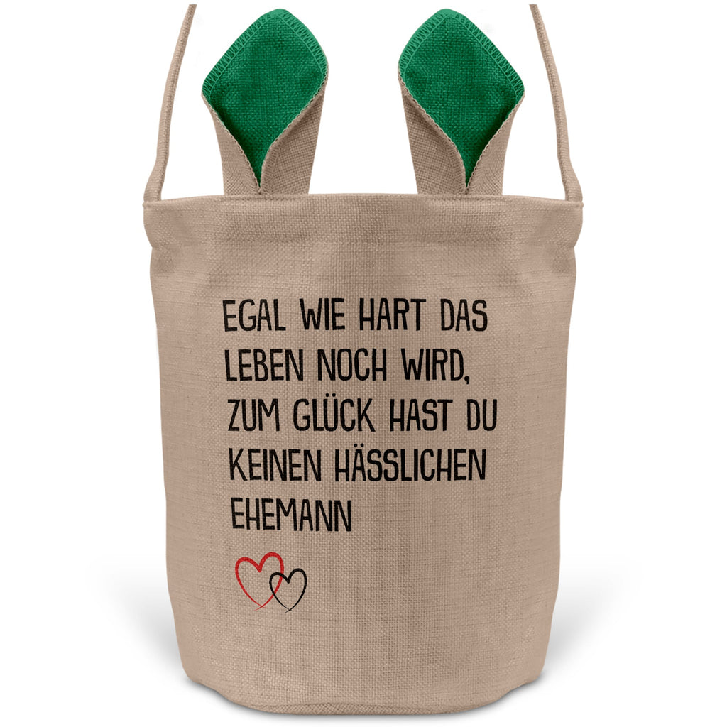 22Feels® Ehefrau Osterkorb mit Henkel Ostergeschenk Tragetasche Ostern Deko Osternest Körbchen Hasenohren (Beige/Grün)-Ostern Tragetasche-22Feels