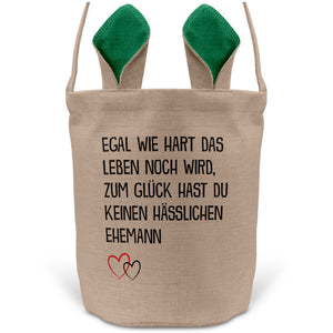 22Feels® Ehefrau Osterkorb mit Henkel Ostergeschenk Tragetasche Ostern Deko Osternest Körbchen Hasenohren (Beige/Grün)-Ostern Tragetasche-22Feels