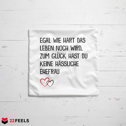 22Feels® Ehemann Geschenk zum Hochzeitstag, Valentinstag etc. - Kissen mit Spruch (Weiss 40x40cm)-Kissen Weiss 40x40-22Feels