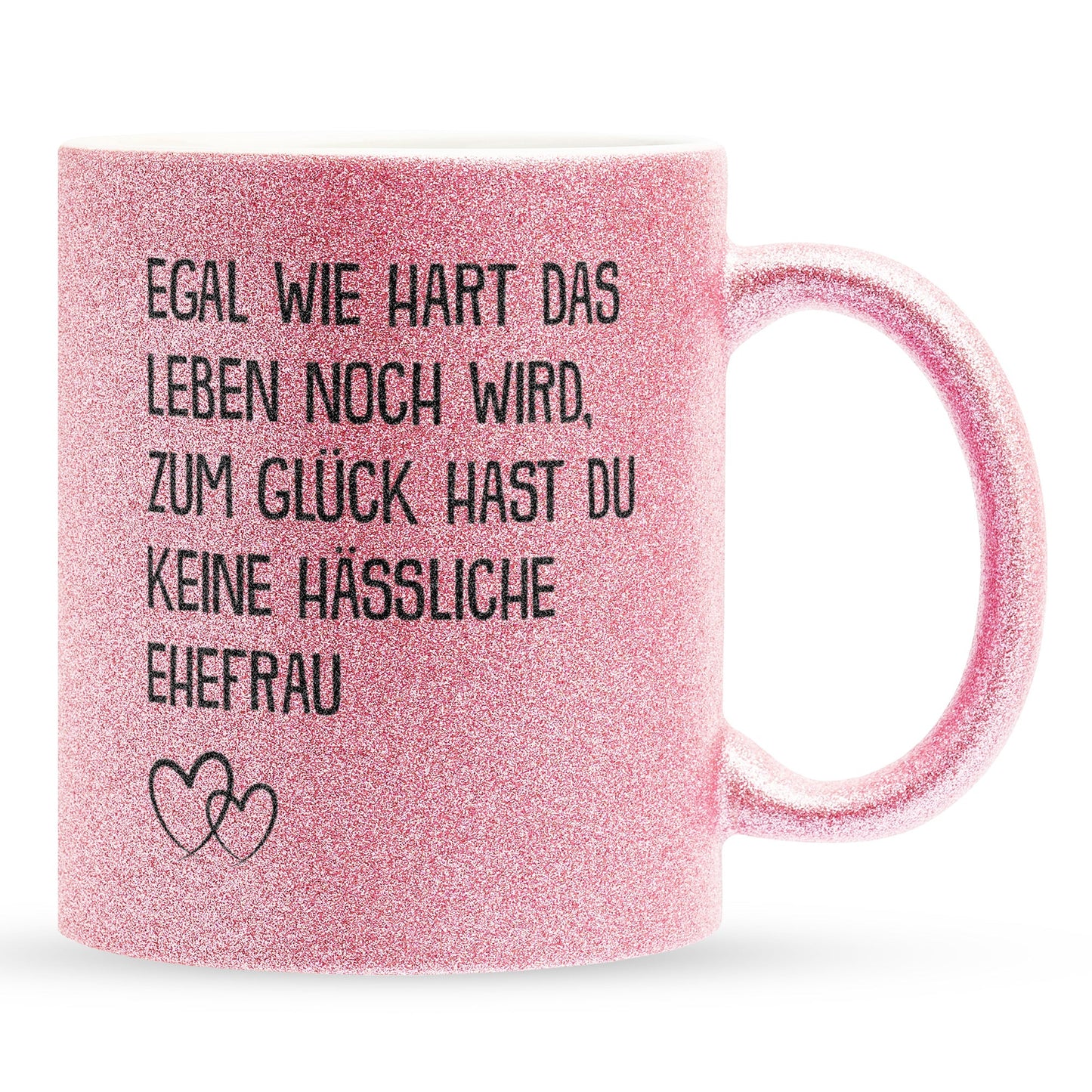 22Feels® Ehemann Geschenk zum Hochzeitstag, Valentinstag etc. - Glitzertasse mit Spruch (Pink, 320ml)-Glitzertasse Pink 320ml-22Feels