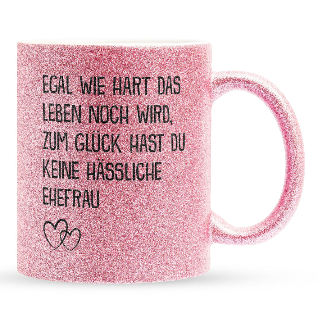 22Feels® Ehemann Geschenk zum Hochzeitstag, Valentinstag etc. - Glitzertasse mit Spruch (Pink, 320ml)-Glitzertasse Pink 320ml-22Feels