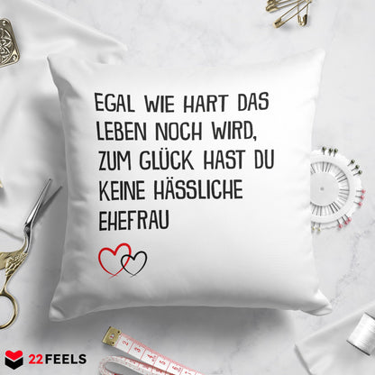 22Feels® Ehemann Geschenk zum Hochzeitstag, Valentinstag etc. - Kissen mit Spruch (Weiss 40x40cm)-Kissen Weiss 40x40-22Feels