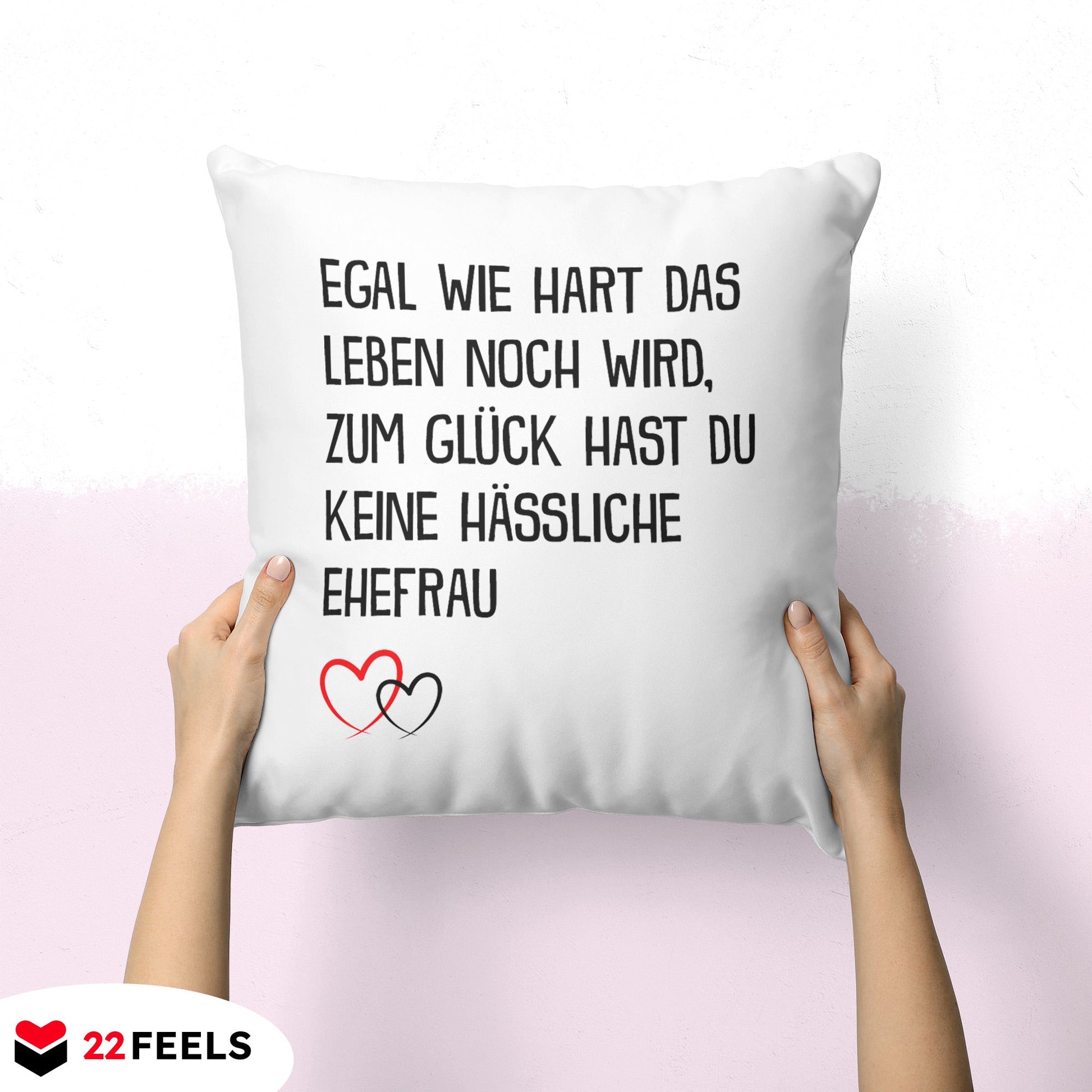 22Feels® Ehemann Geschenk zum Hochzeitstag, Valentinstag etc. - Kissen mit Spruch (Weiss 40x40cm)-Kissen Weiss 40x40-22Feels