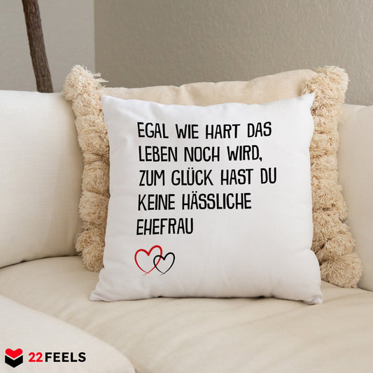22Feels® Ehemann Geschenk zum Hochzeitstag, Valentinstag etc. - Kissen mit Spruch (Weiss 40x40cm)-Kissen Weiss 40x40-22Feels