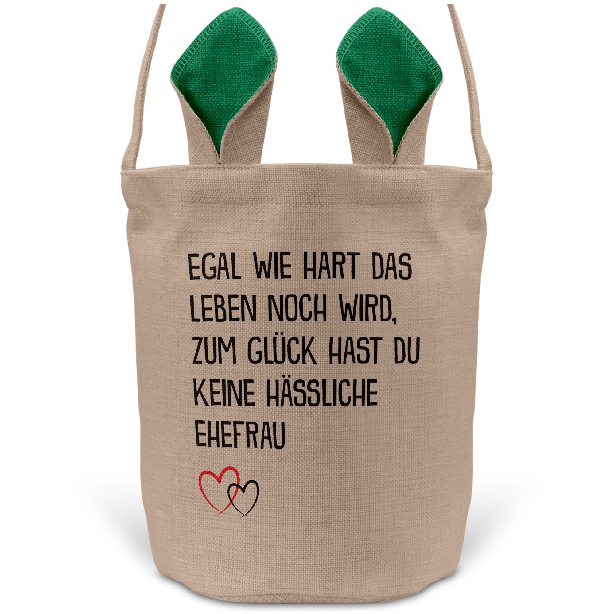 22Feels® Ehemann Osterkorb mit Henkel Ostergeschenk Tragetasche Ostern Deko Osternest Körbchen Hasenohren (Beige/Grün)-Ostern Tragetasche-22Feels