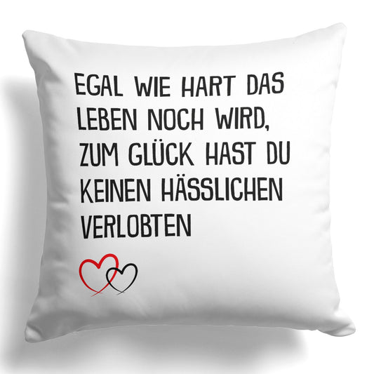 22Feels® Verlobte Geschenk - Kissen mit Spruch (Weiss 40x40cm)-Kissen Weiss 40x40-22Feels