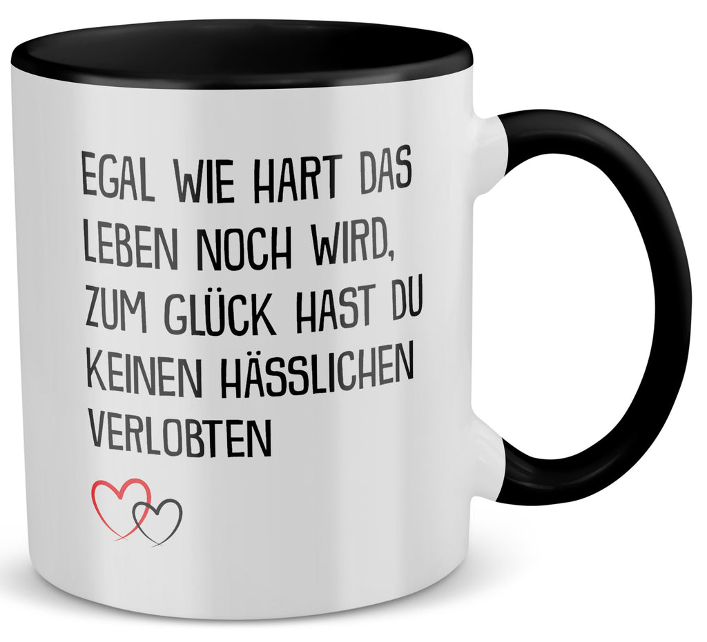 22Feels® Verlobte Geschenk - Tasse mit Spruch (Weiss-Schwarz, 320ml)-TwoTone Tasse Weiss-Schwarz 320ml-22Feels