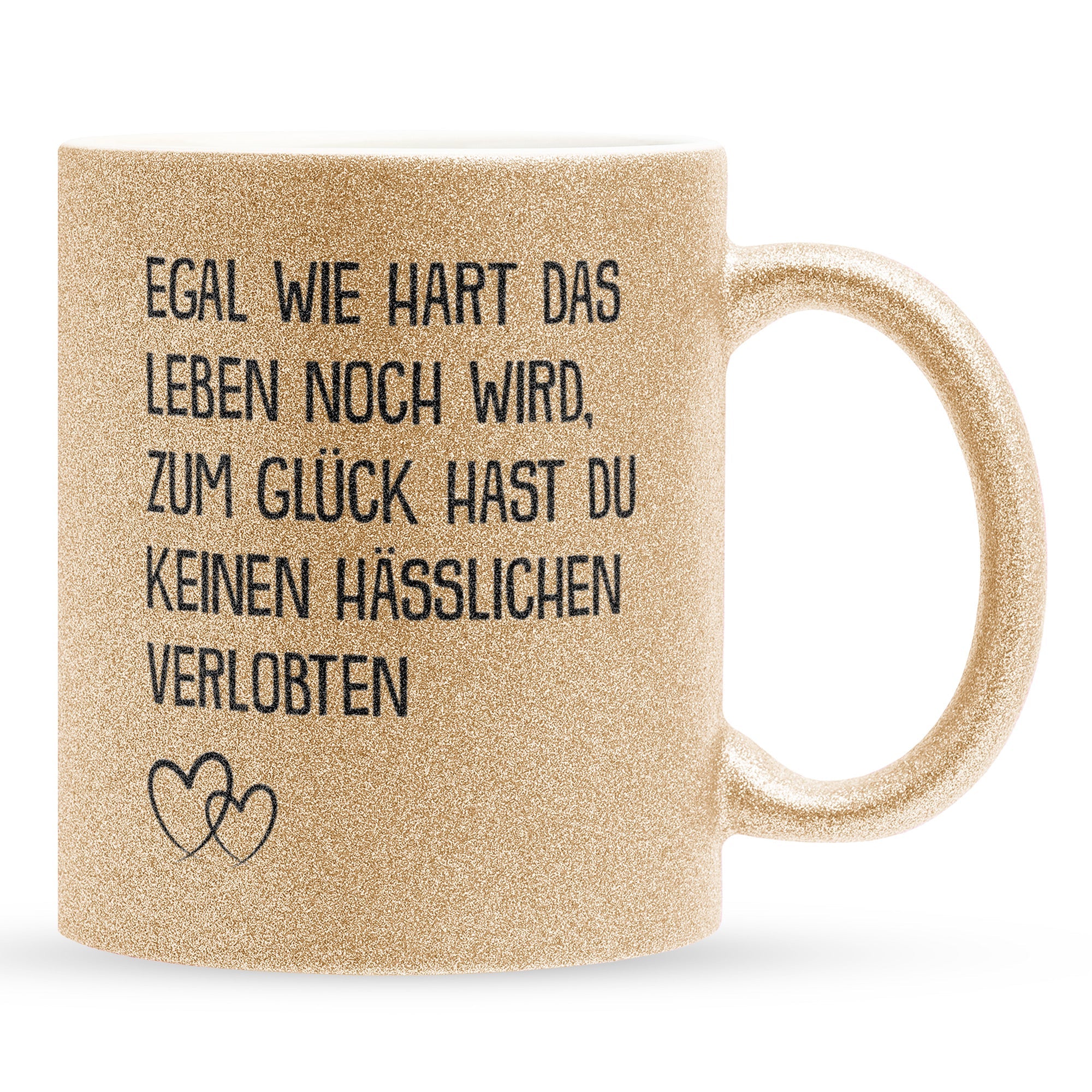 22Feels® Verlobte Geschenk - Glitzertasse mit Spruch (Gold, 320ml)-Glitzertasse Gold 320ml-22Feels