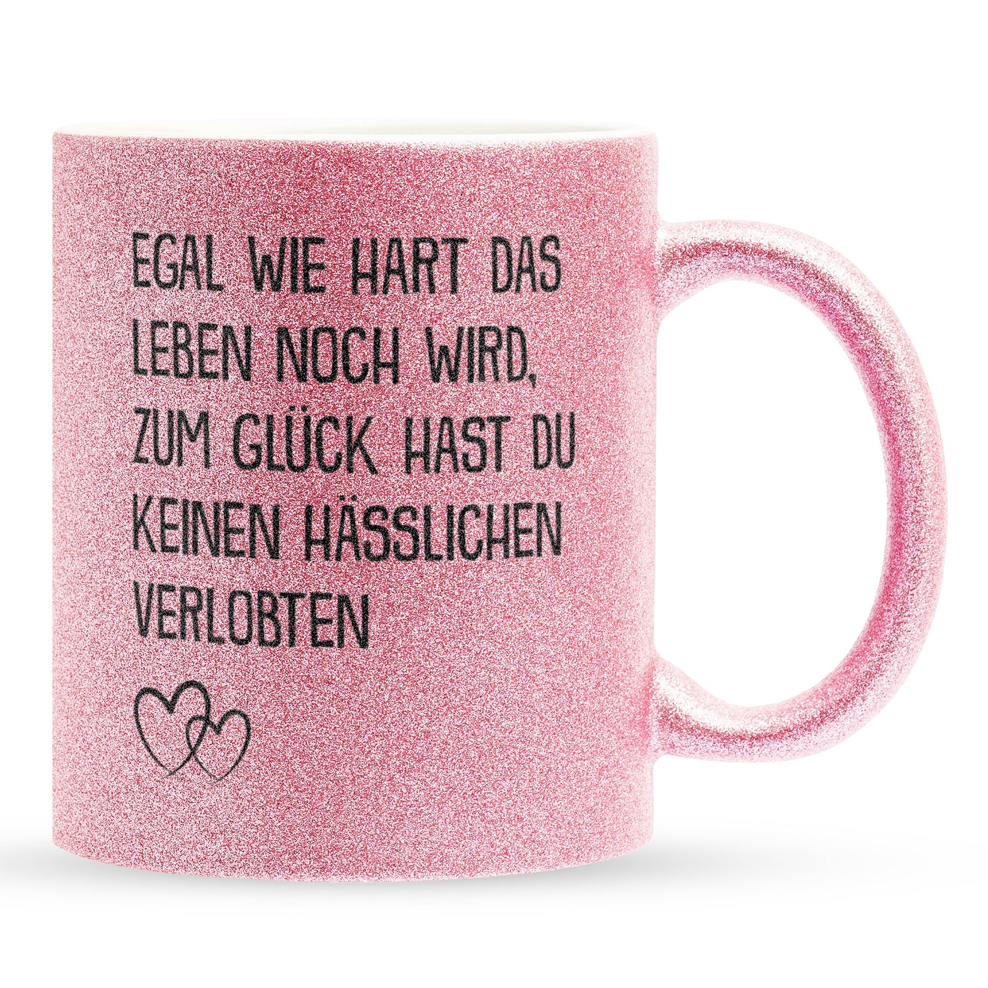 22Feels® Verlobte Geschenk - Glitzertasse mit Spruch (Pink, 320ml)-Glitzertasse Pink 320ml-22Feels