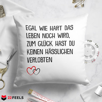 22Feels® Verlobte Geschenk - Kissen mit Spruch (Weiss 40x40cm)-Kissen Weiss 40x40-22Feels