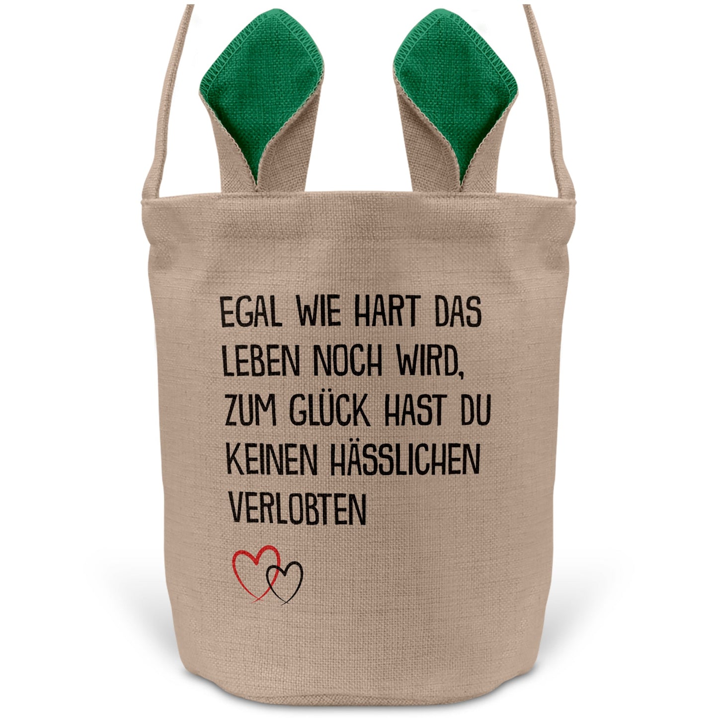 22Feels® Verlobte Frauen Osterkorb mit Henkel Ostergeschenk Tragetasche Ostern Deko Osternest Körbchen Hasenohren (Beige/Grün)-Ostern Tragetasche-22Feels