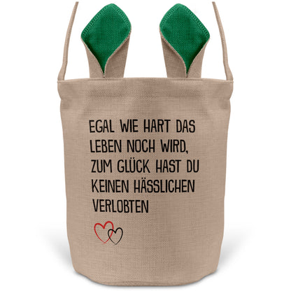 22Feels® Verlobte Frauen Osterkorb mit Henkel Ostergeschenk Tragetasche Ostern Deko Osternest Körbchen Hasenohren (Beige/Grün)-Ostern Tragetasche-22Feels