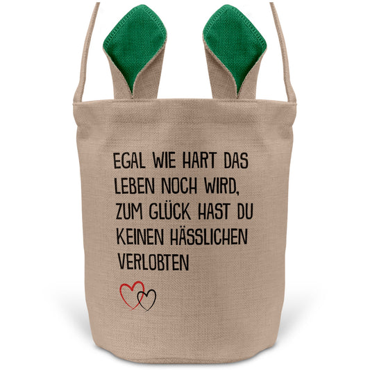 22Feels® Verlobte Frauen Osterkorb mit Henkel Ostergeschenk Tragetasche Ostern Deko Osternest Körbchen Hasenohren (Beige/Grün)-Ostern Tragetasche-22Feels