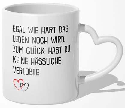 22Feels® Verlobter Geschenk - Tasse mit Spruch (Herzhenkel, Weiss, 320ml)-Tasse Weiss Herzhenkel 320ml-22Feels