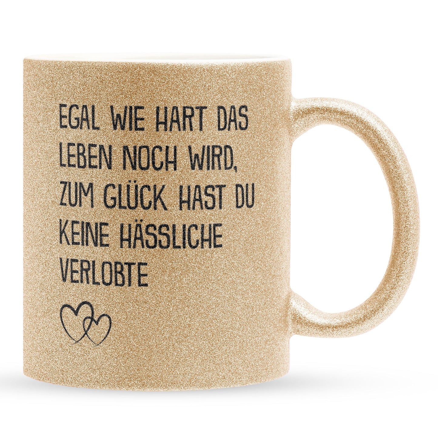 22Feels® Verlobter Geschenk - Glitzertasse mit Spruch (Gold, 320ml)-Glitzertasse Gold 320ml-22Feels