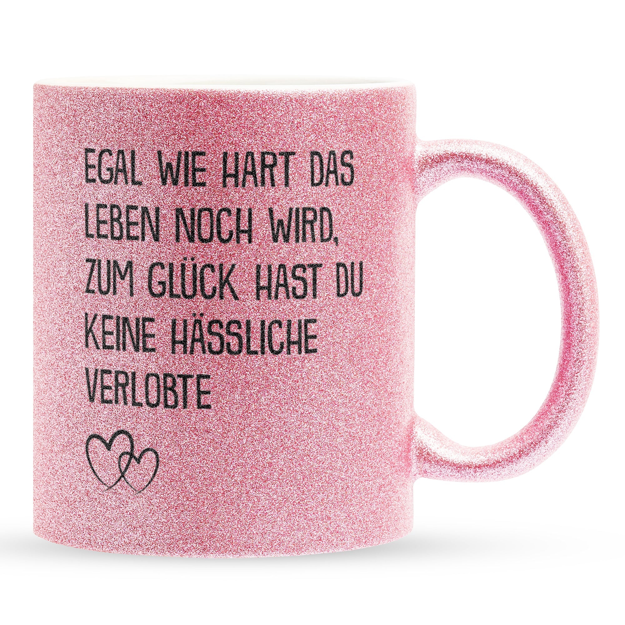 22Feels® Verlobter Geschenk - Glitzertasse mit Spruch (Pink, 320ml)-Glitzertasse Pink 320ml-22Feels