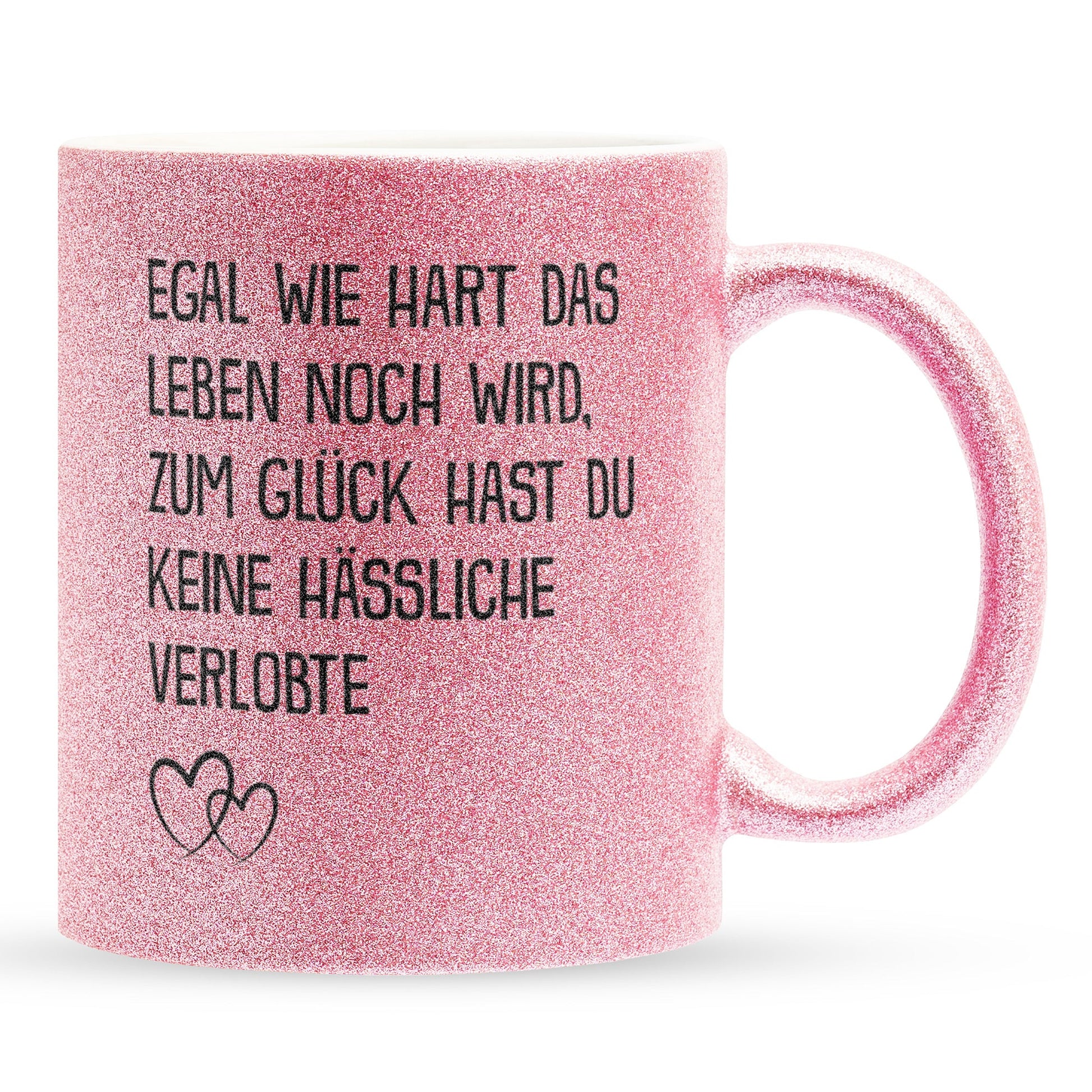 22Feels® Verlobter Geschenk - Glitzertasse mit Spruch (Pink, 320ml)-Glitzertasse Pink 320ml-22Feels