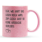 22Feels® Verlobter Geschenk - Glitzertasse mit Spruch (Pink, 320ml)-Glitzertasse Pink 320ml-22Feels