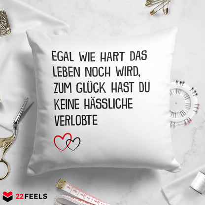 22Feels® Verlobter Geschenk - Kissen mit Spruch (Weiss 40x40cm)-Kissen Weiss 40x40-22Feels