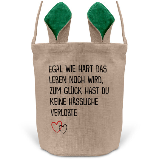22Feels® Verlobter Männer Osterkorb mit Henkel Ostergeschenk Tragetasche Ostern Deko Osternest Körbchen Hasenohren (Beige/Grün)-Ostern Tragetasche-22Feels