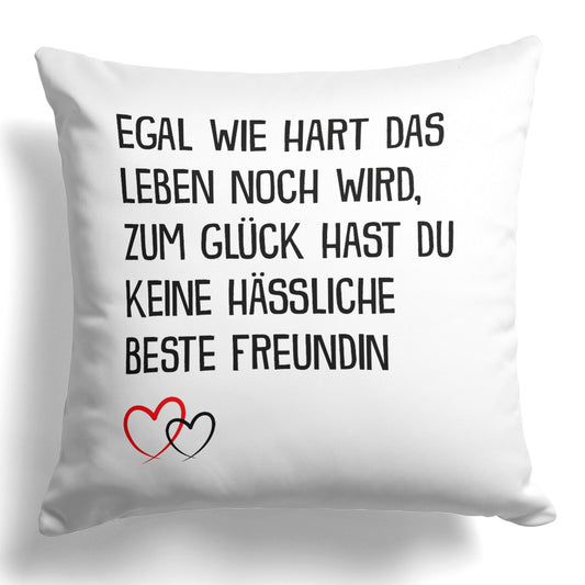 22Feels® Beste Freundin Geschenk - Kissen mit Spruch (Weiss 40x40cm)-Kissen Weiss 40x40-22Feels
