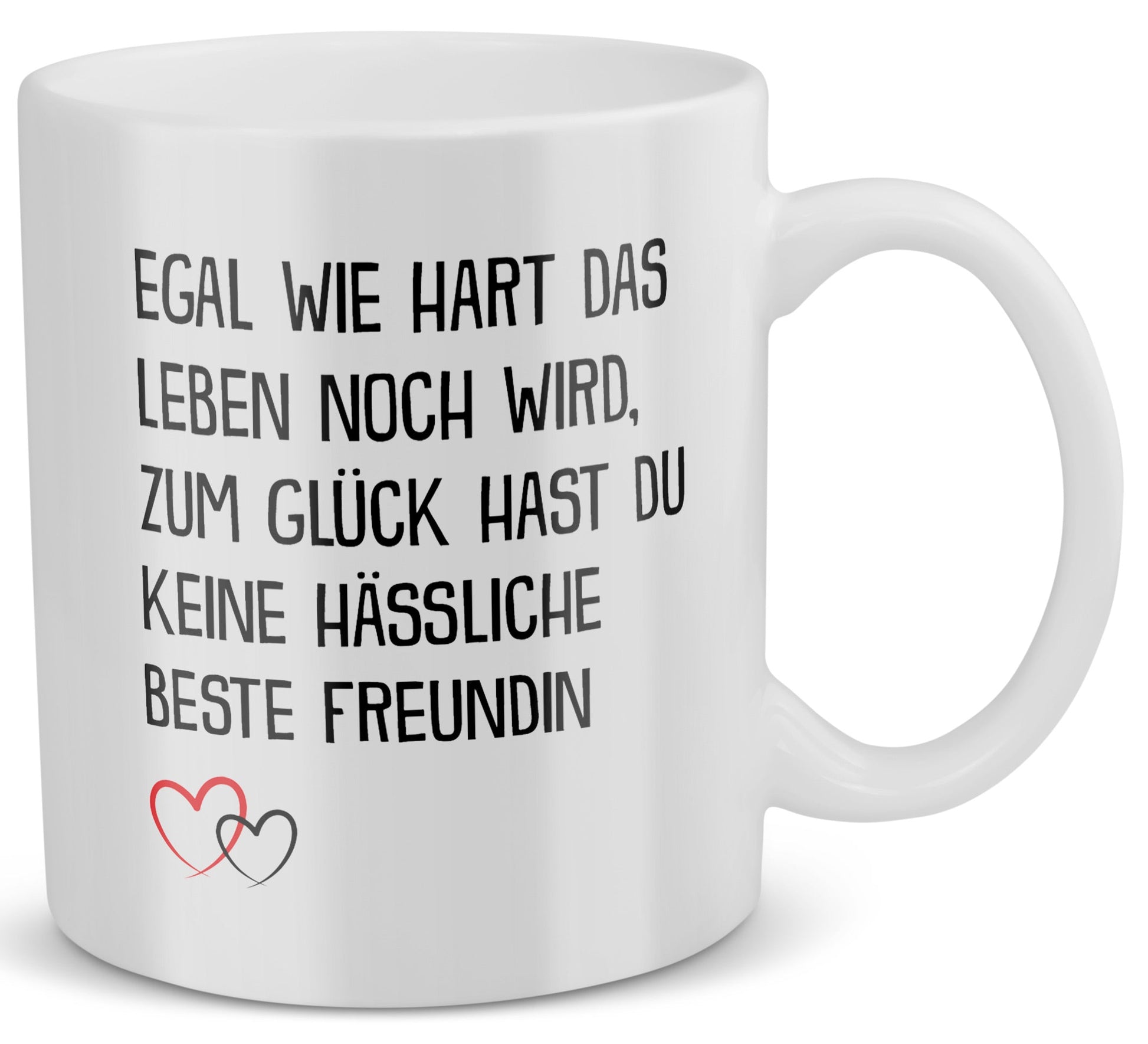 22Feels® Geschenk für Beste Freundin - Tasse mit Spruch: Egal Wie Hart (Weiss, 320ml)-Weisse Tasse 320ml-22Feels