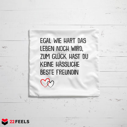 22Feels® Beste Freundin Geschenk - Kissen mit Spruch (Weiss 40x40cm)-Kissen Weiss 40x40-22Feels